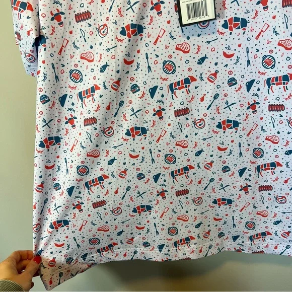 Waggle Men’s 4th of July BBQ Patriotic Polo Shirt Large NWT - Picture 5 of 9